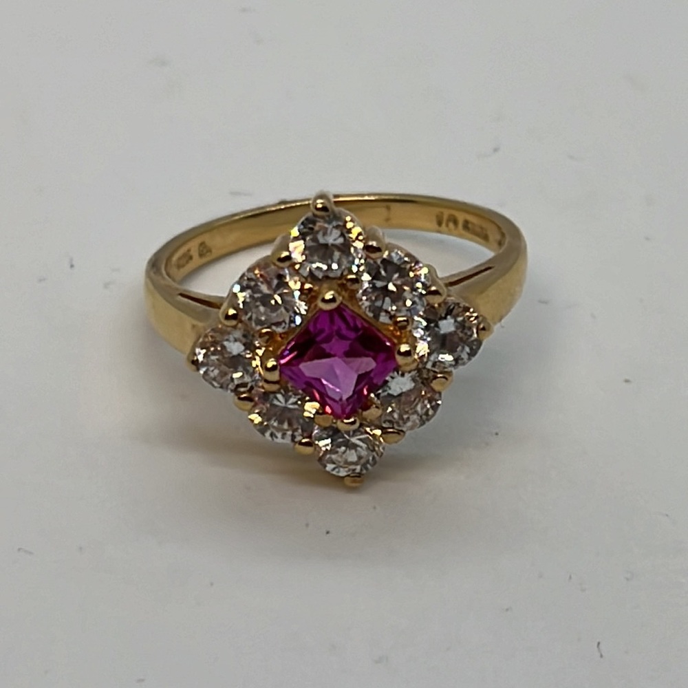 Ruby And Cz Vermeil Ring Size 10 - image 5